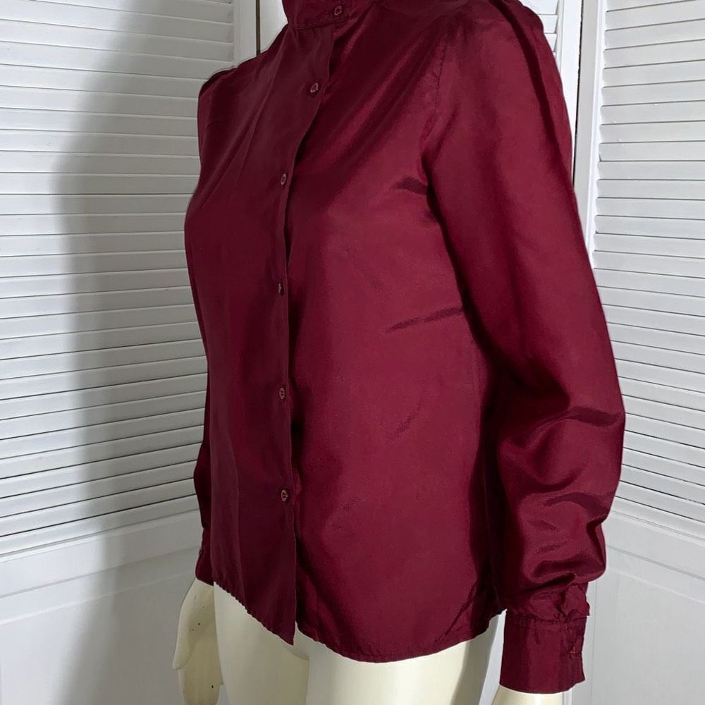 Vintage 70’s Jack Winters Burgundy Secretary Button Down Blouse Size 10‎ - Picture 10 of 12